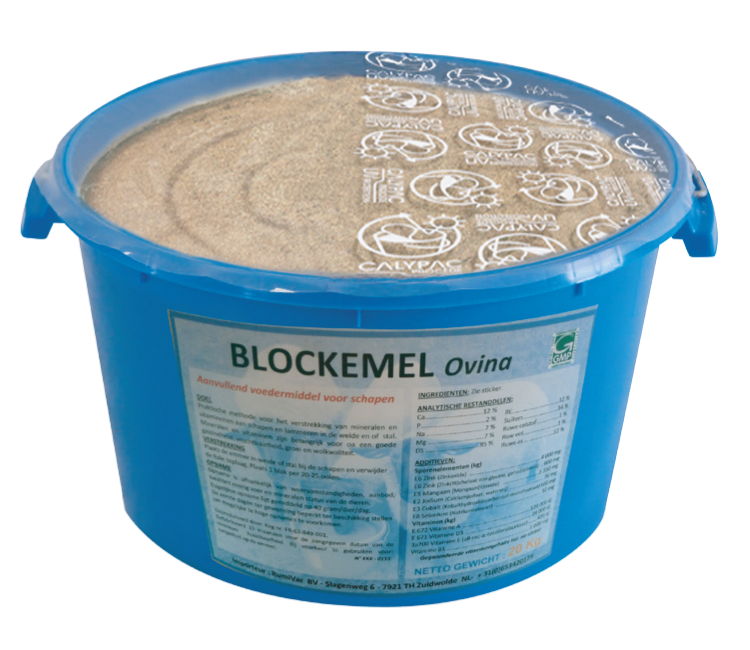 Blockemel Ovina | Schapen mineralen emmer | zonder koper | 20 kg