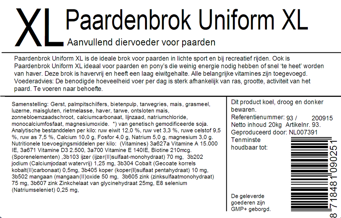 Paardenbrok Uniform XL | Basis & Sport | 20kg
